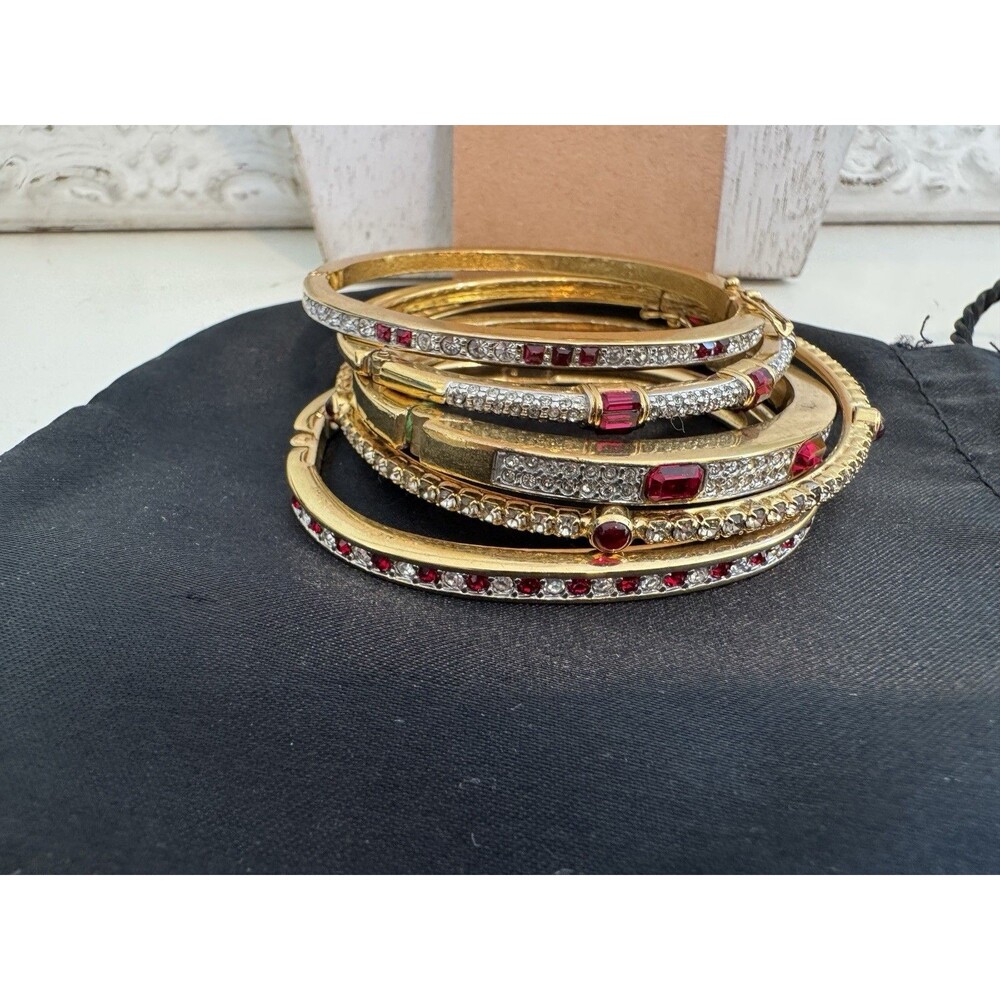 Vintage Carolee Gold Tone 5 Bracelets & Earrings Set WOW! - Picture 2 of 6